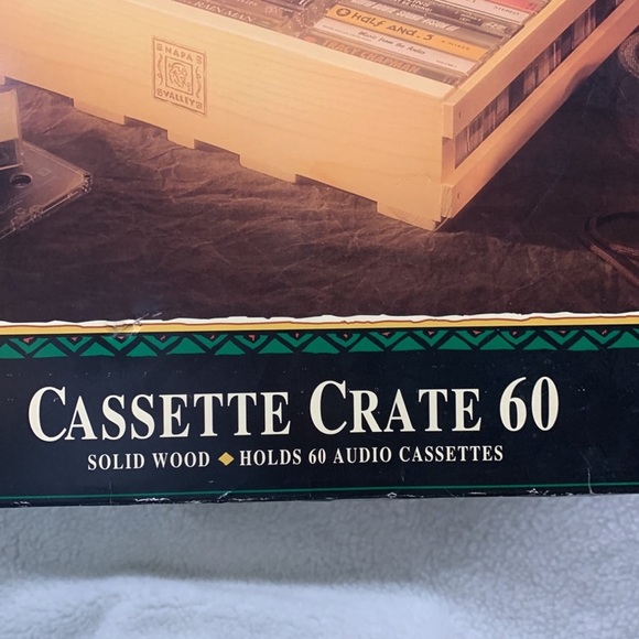 Napa Valley Cassettte Tape Crate hold 60 cassettes solid Pine wood vintage - Picture 7 of 12